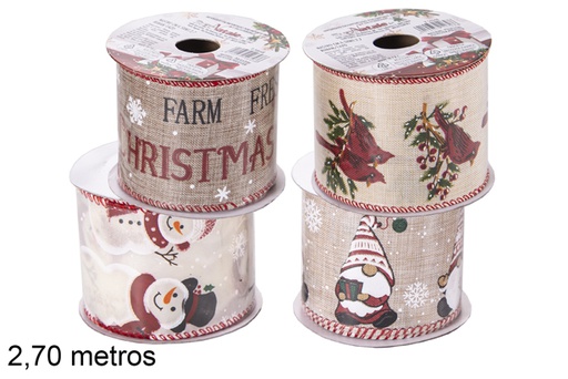 [118393] Assorted Christmas decoration ribbon 2,7 m.