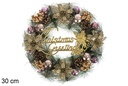 Corona Navidad oro rosa 30 cm