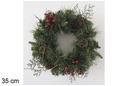 Guirlanda de Natal com frutas vermelhas e pinhas 35 cm
