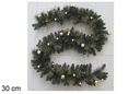 Guirnalda Navidad con bayas doradas y piñas 30 cm