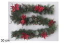 Guirlanda de Natal com flores e frutas vermelhas e pinhas 30 cm