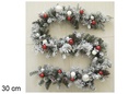 Guirnalda Navidad nevada con bolas rojas/blancas y piñas 30 cm
