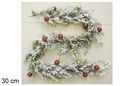 Guirnalda Navidad nevada con bolas rojas/verdes y piñas 30 cm