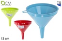 Embudo plástico colores surtidos 13 cm