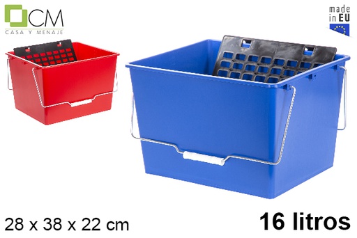 [118625] Plastic paint bucket with grid assorted colors 16 l.