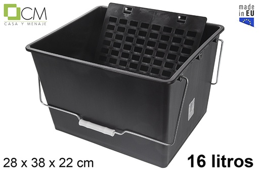 [118626] Plastic paint bucket with black grid 16 l.