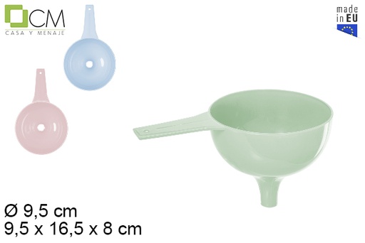 [118653] Plastic funnel with pastel colored handle 10 cm