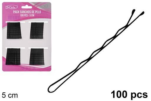 [118787] Pack 100 pinces à cheveux noires 5 cm