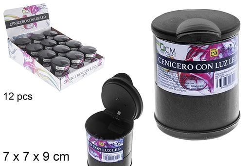 [118788] Cenicero de plástico negro con luz de LED