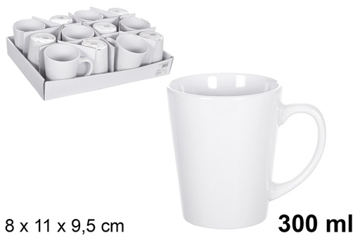 [118800] Taza mug conica ceramica blanca 300 ml