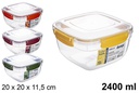 Fiambrera plástico cuadrada hermética 2.400 ml