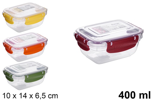 [118808] Boîte à lunch hermétique rectangulaire en plastique 400 ml