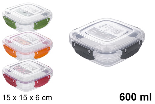 [118814] Boîte à lunch carrée hermétique en plastique 600 ml