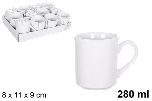 [118827] Taza mug cónica cerámica blanca 280 ml
