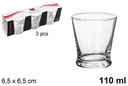Pack 3 vasos cristal café cortado 110 ml