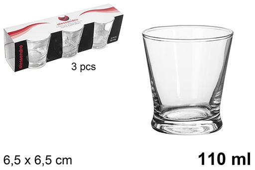 [118936] Pack 3 bicchieri da caffè in vetro molato da 110 ml