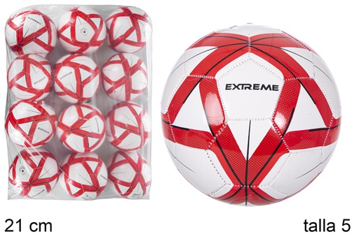 [118949] White/red soccer inflated ball Size 5