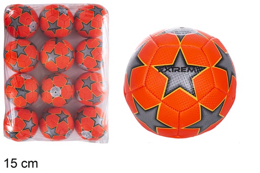 [118953] Balón hinchado futbol mini naranja estrella 15 cm