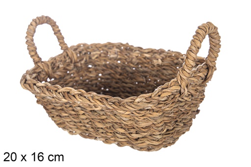 [119002] Rectangular seagrass basket with handles 20x16 cm