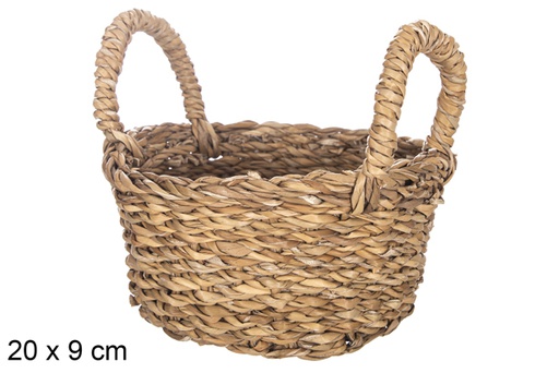 [119007] Round seagrass basket with handles 20x9 cm