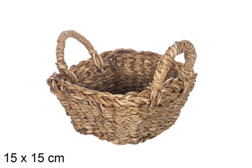 [119010] Square seagrass basket with handles 15 cm