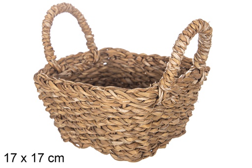 [119011] Square seagrass basket with handles 17 cm