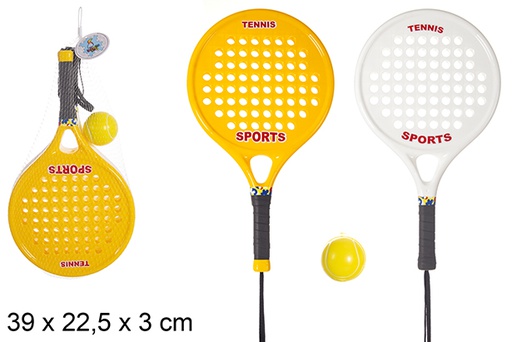 [119107] Gioco paddle da spiaggia in plastica decorati Tennis Sports