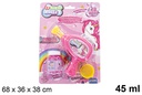 Pistola pompas jabón Unicornio 45 ml