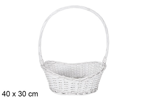[119260] Cesta mimbre Navidad color blanca 40x30 cm