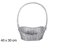Cesta mimbre Navidad color plata 40x30 cm