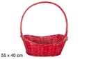 Cesta mimbre Navidad color roja 55x40 cm