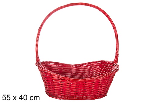 [119265] Cesta mimbre Navidad color roja 55x40 cm