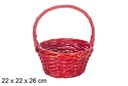 Cesta mimbre Navidad color roja 22x26 cm