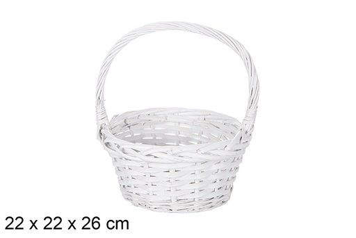 [119272] Cesta mimbre Navidad color blanca 22x26 cm