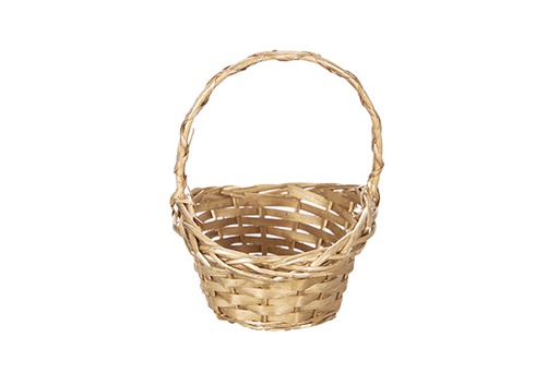 [119279] Cesta mimbre Navidad color oro 22x16 cm