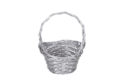 [119280] Cesta mimbre Navidad color plata 22x16 cm