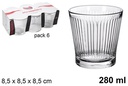 Pack 6 vasos cristal Rayas 280 ml