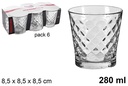 Pack 6 vasos cristal Diamante 280 ml