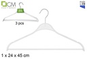 Pack 3 perchas plástico blancas gancho metal