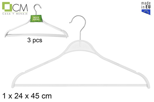 [119303] Pack 3 crochet en métal pour cintres en plastique blanc
