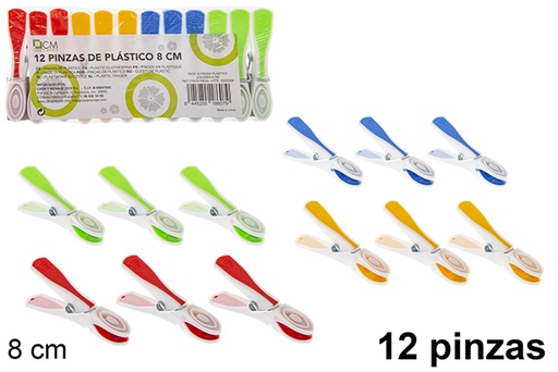 [119370] Pack 12 clip in plastica colorata 8 cm