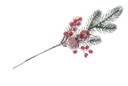 Branche de Noël baies rouges enneigées 35 cm