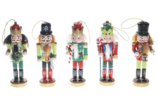 [119530] Pack 5 cascanueces de Navidad madera color surtido 12,5 cm
