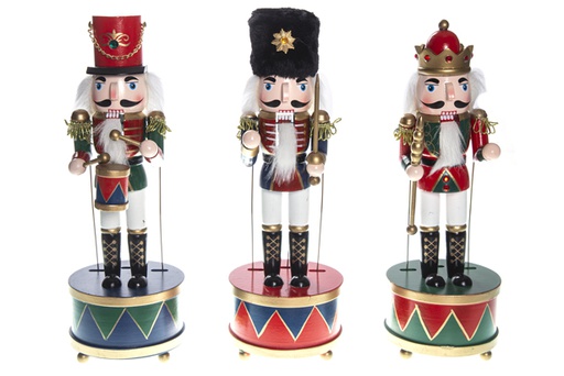 [119538] Assorted wooden nutcracker with music 30cm
