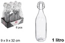 Botella cristal agua natural 1 litro