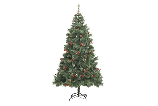 [119614] Christmas tree with flowers, berries and pine cones 60 cm