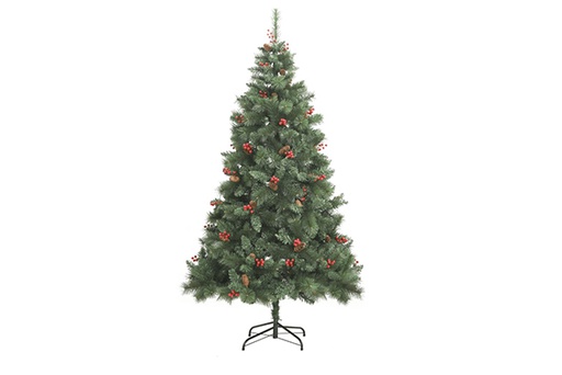 [119616] Christmas tree with pine cones, berries and flowers 60 cm
