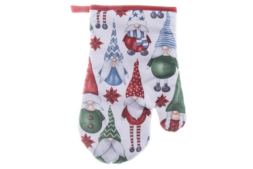 [119620] Luva decorada com gnomos com flor de Natal 19x27 cm