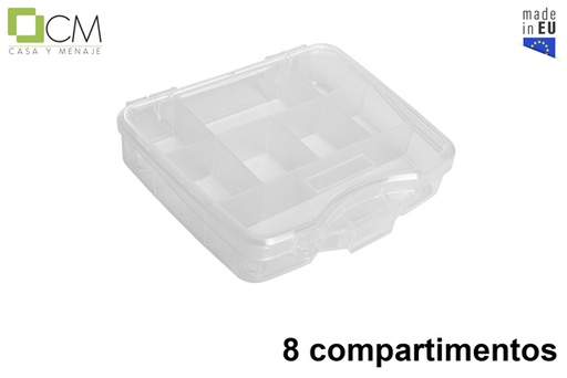 [119648] Scatola multiuso in plastica trasparente con 8 scomparti
