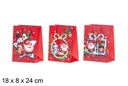 Bolsa regalo Navidad blanca decorada 18x8x24 cm